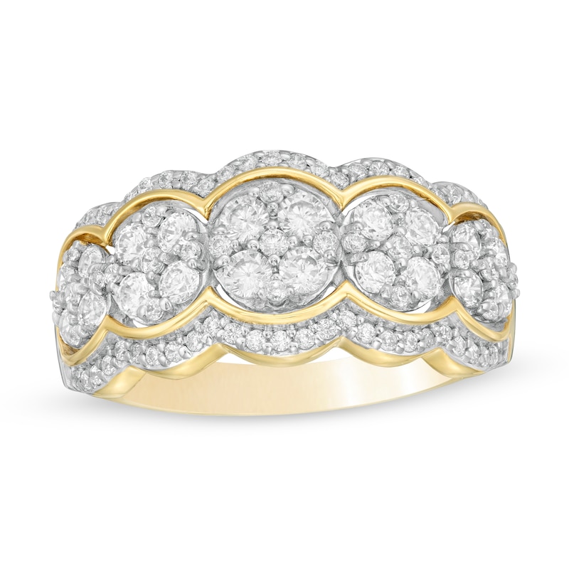 Main Image 1 of 0.95 CT. T.W. Composite Diamond Scallop Edge Ring in 10K Gold