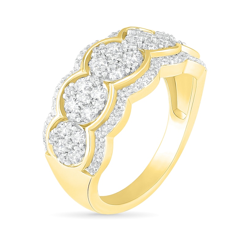 Main Image 3 of 0.95 CT. T.W. Composite Diamond Scallop Edge Ring in 10K Gold