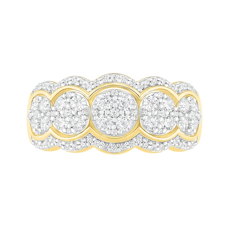 Main Image 4 of 0.95 CT. T.W. Composite Diamond Scallop Edge Ring in 10K Gold