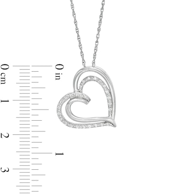 0.04 CT. T.W. Diamond Double Tilted Heart Pendant in Sterling Silver