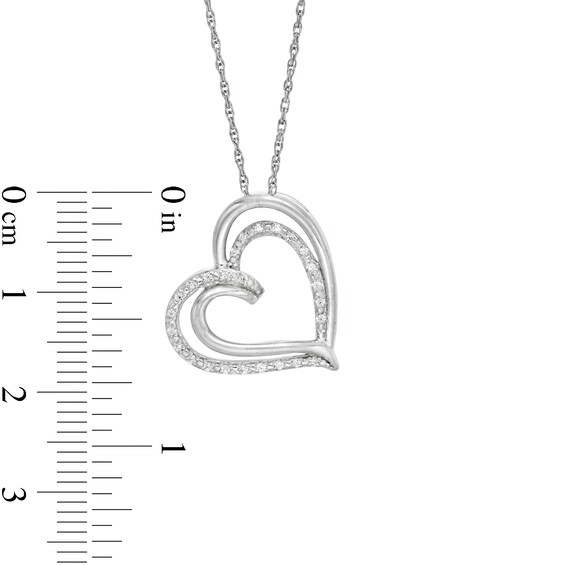 0.04 CT. T.W. Diamond Double Tilted Heart Pendant in Sterling Silver