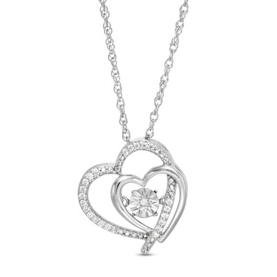 Unstoppable Love™ 0.07 CT. T.W. Diamond Double Heart Pendant in Sterling Silver