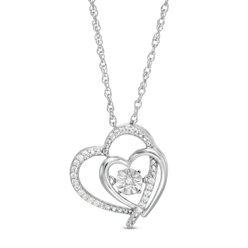 Unstoppable Love™ 0.07 CT. T.W. Diamond Double Heart Pendant in Sterling Silver|Peoples Jewellers