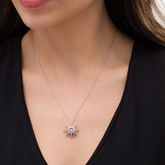 Unstoppable Love™ 0.09 CT. T.W. Diamond Sunburst Pendant in Sterling Silver