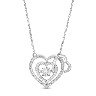 Unstoppable Love™ 0.09 CT. T.W. Diamond Interlocking Hearts Necklace in Sterling Silver