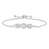 Thumbnail Image 0 of Composite Diamond Accent Disc Trio with Ribbons Bolo Bracelet in Sterling Silver - 9.5"