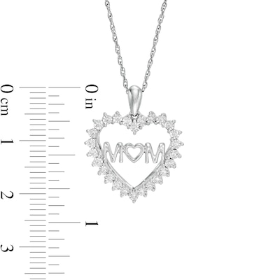 0.07 CT. T.W. Diamond "MOM" Shadow Heart Pendant in Sterling Silver