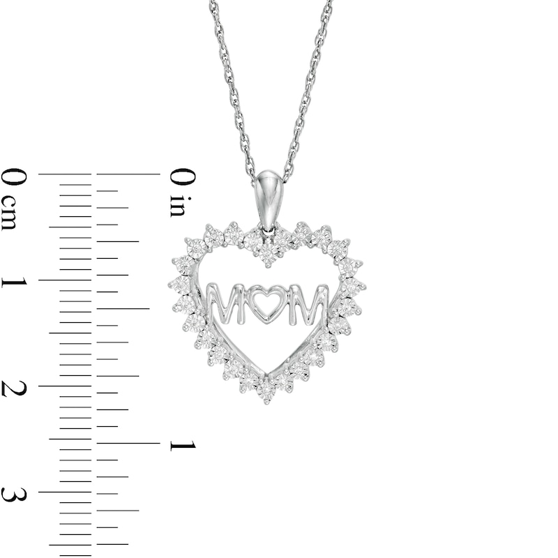 0.07 CT. T.W. Diamond "MOM" Shadow Heart Pendant in Sterling Silver