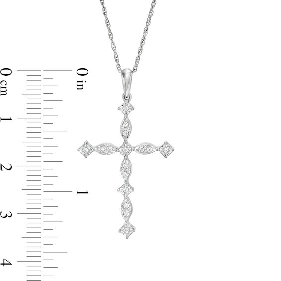 0.09 CT. T.W. Diamond Art Deco Cross Pendant in Sterling Silver