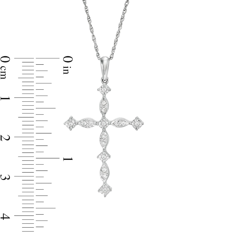 0.09 CT. T.W. Diamond Art Deco Cross Pendant in Sterling Silver|Peoples Jewellers
