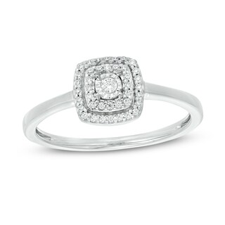 0.12 CT. T.W. Composite Diamond Cushion Frame Promise Ring in Sterling Silver