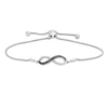 Thumbnail Image 0 of 0.18 CT. T.W. Enhanced Black and White Diamond Infinity Bolo Bracelet in Sterling Silver - 9.5"