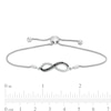 Thumbnail Image 2 of 0.18 CT. T.W. Enhanced Black and White Diamond Infinity Bolo Bracelet in Sterling Silver - 9.5"