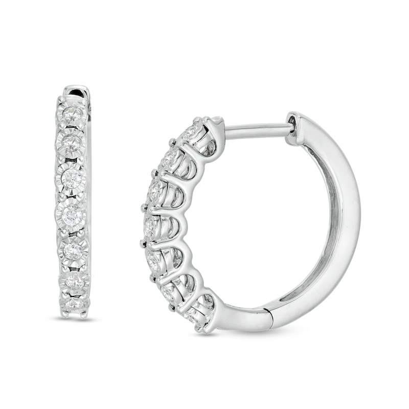0.15 CT. T.W. Diamond Hoop Earrings in Sterling Silver|Peoples Jewellers