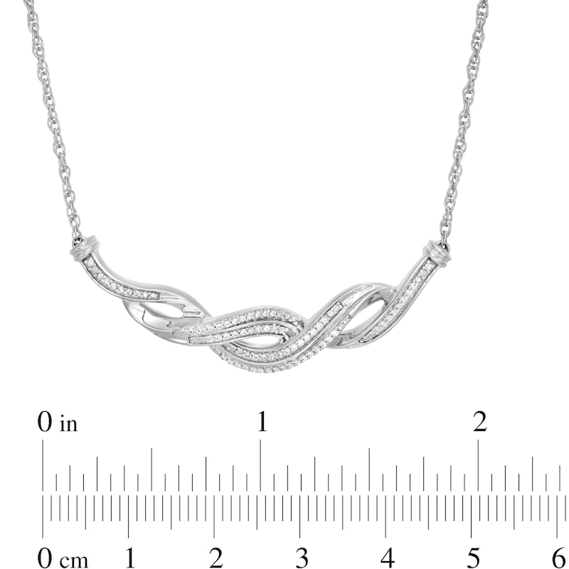 0.18 CT. T.W. Diamond Layered Braid Necklace in Sterling Silver|Peoples Jewellers