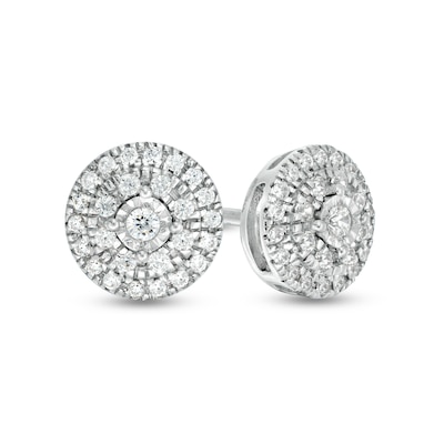 0.23 CT. T.W. Multi-Diamond Frame Stud Earrings in Sterling Silver