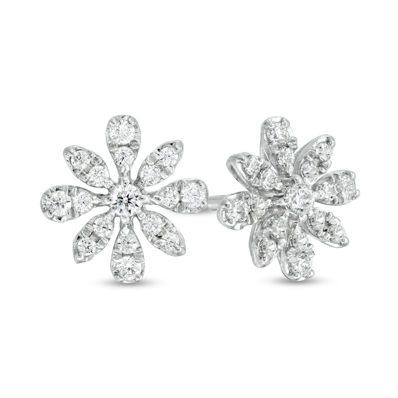 0.23 CT. T.W. Diamond Flower Stud Earrings in Sterling Silver|Peoples Jewellers