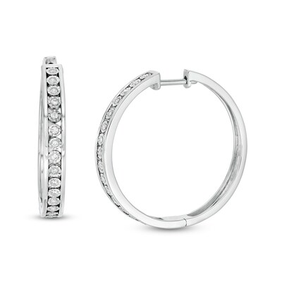 0.23 CT. T.W. Diamond Hoop Earrings in Sterling Silver