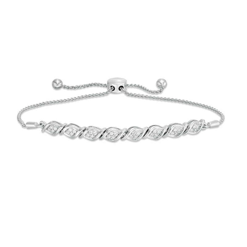 0.23 CT. T.W. Composite Diamond Cascading Flames Bolo Bracelet in Sterling Silver - 9.5"|Peoples Jewellers