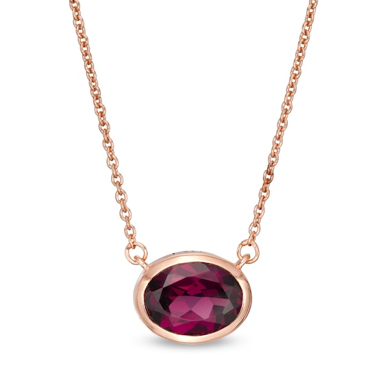 Vera Wang Love Collection Sideways Rhodolite Garnet Wedding Party Gifts Necklace in 14K Rose Gold Vermeil