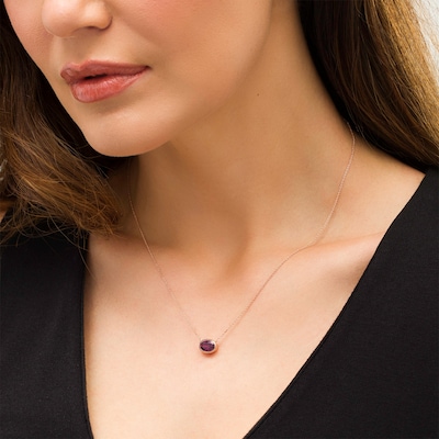 Vera Wang Love Collection Sideways Rhodolite Garnet Wedding Party Gifts Necklace in 14K Rose Gold Vermeil