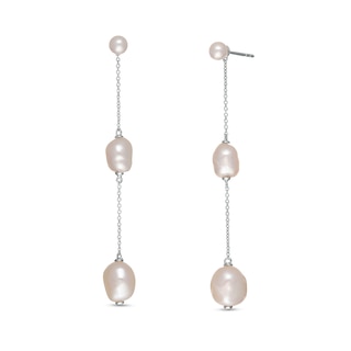 Vera Wang Love Collection Wedding Party Gifts Pearl Triple Drop Earrings in Sterling Silver