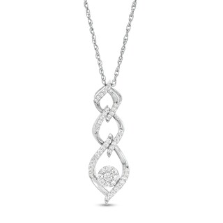 0.23 CT. T.W. Composite Diamond Triple Flame Drop Pendant in 10K White Gold