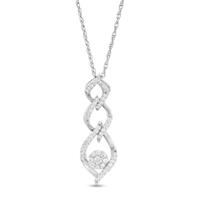 0.23 CT. T.W. Composite Diamond Triple Flame Drop Pendant in 10K White Gold