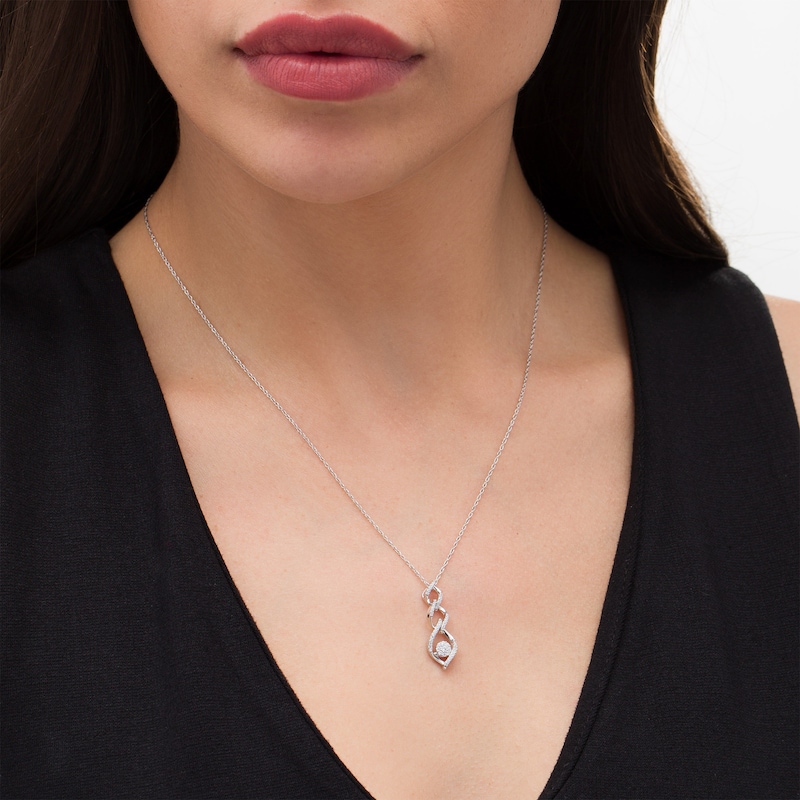 0.23 CT. T.W. Composite Diamond Triple Flame Drop Pendant in 10K White Gold|Peoples Jewellers