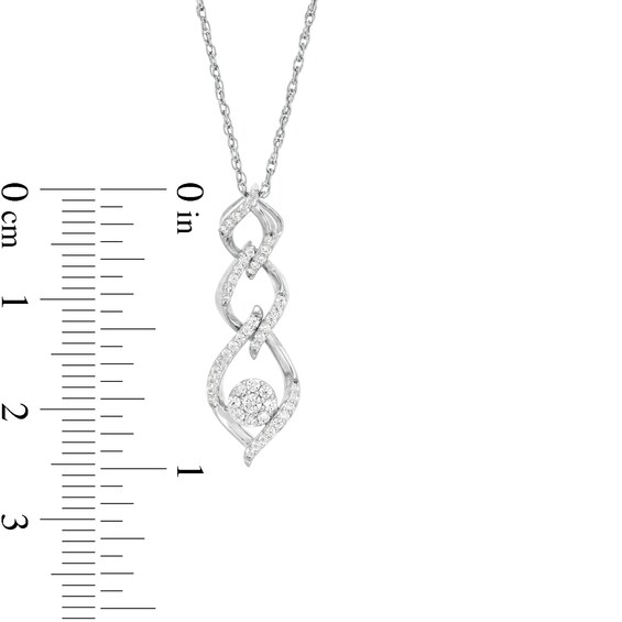 0.23 CT. T.W. Composite Diamond Triple Flame Drop Pendant in 10K White Gold