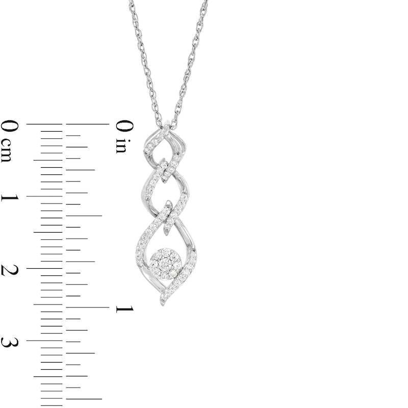 0.23 CT. T.W. Composite Diamond Triple Flame Drop Pendant in 10K White Gold