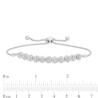 0.18 CT. T.W Composite Diamond Flower Bolo Bracelet in Sterling Silver - 9.5"