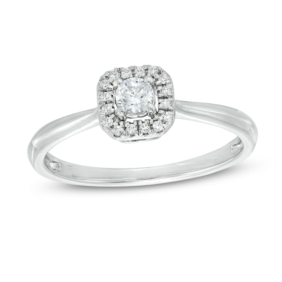 0.18 CT. T.W. Diamond Cushion Frame Promise Ring in 10K White Gold