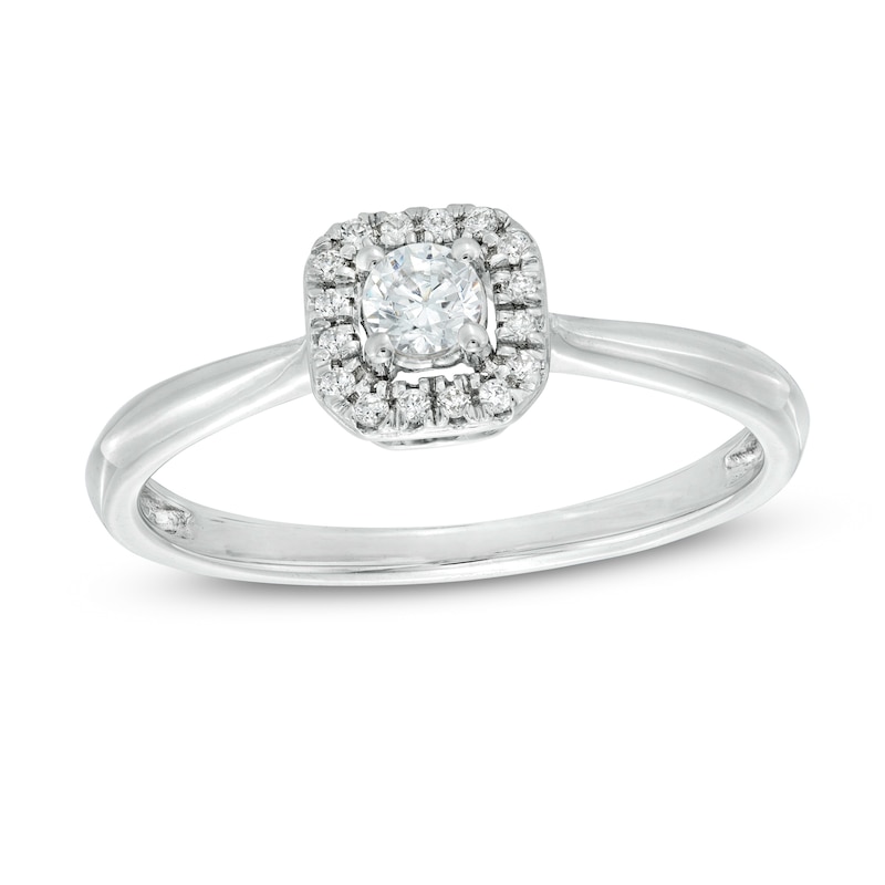 0.18 CT. T.W. Diamond Cushion Frame Promise Ring in 10K White Gold|Peoples Jewellers