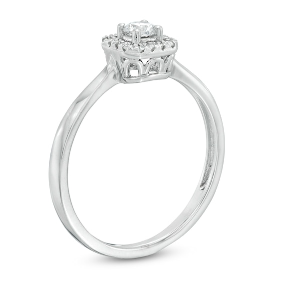 0.18 CT. T.W. Diamond Cushion Frame Promise Ring in 10K White Gold