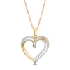 Thumbnail Image 0 of 0.15 CT. T.W. Diamond Double Row Heart Pendant in 10K Gold