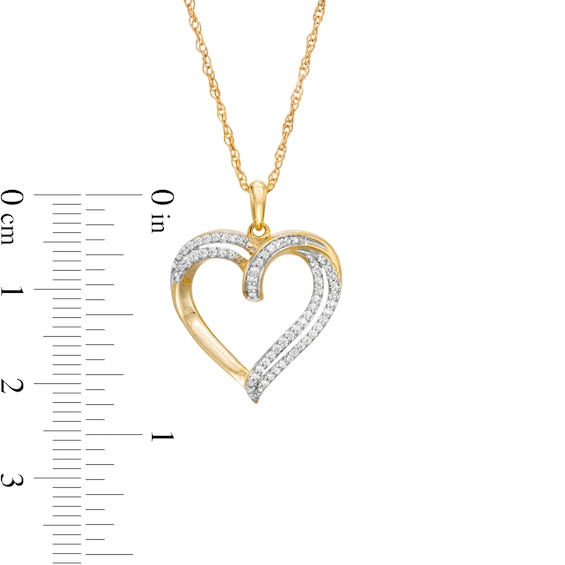 0.15 CT. T.W. Diamond Double Row Heart Pendant in 10K Gold