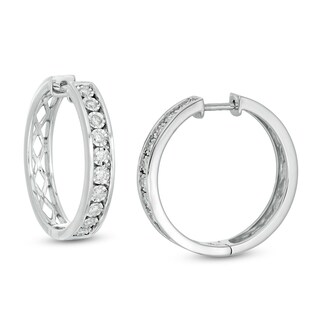 0.45 CT. T.W. Diamond Channel-Set Hoop Earrings in Sterling Silver