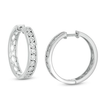 0.45 CT. T.W. Diamond Channel-Set Hoop Earrings in Sterling Silver