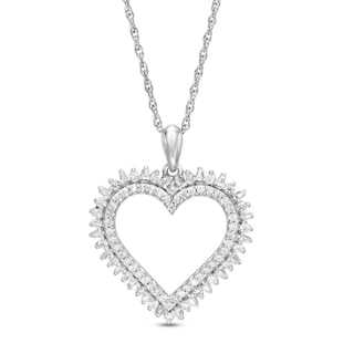 0.45 CT. T.W. Diamond Shadow Heart Pendant in 10K White Gold