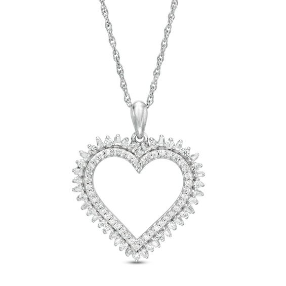 0.45 CT. T.W. Diamond Shadow Heart Pendant in 10K White Gold