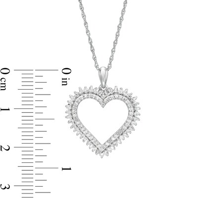 0.45 CT. T.W. Diamond Shadow Heart Pendant in 10K White Gold