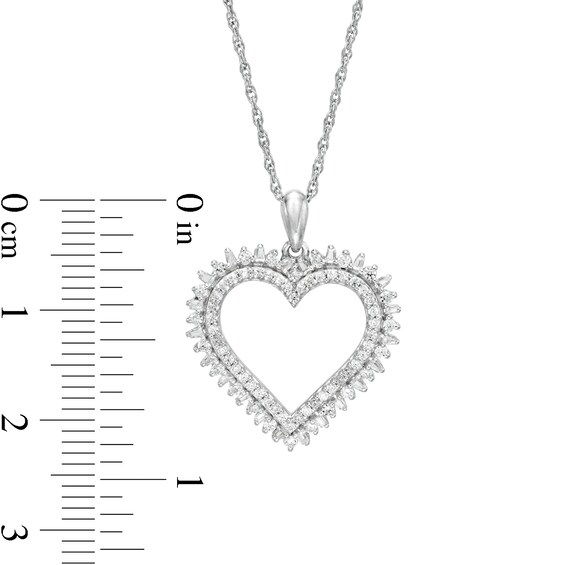 0.45 CT. T.W. Diamond Shadow Heart Pendant in 10K White Gold