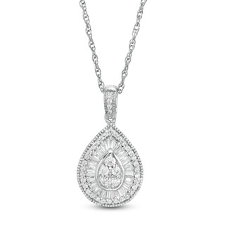 0.37 CT. T.W. Composite Diamond Teardrop Pendant in 10K White Gold