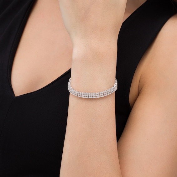 1.45 CT. T.W. Diamond Three Row Line Bracelet in Sterling Silver