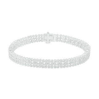 1.45 CT. T.W. Diamond Three Row Line Bracelet in Sterling Silver