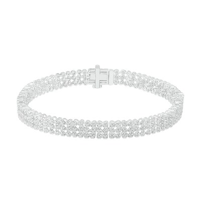 1.45 CT. T.W. Diamond Three Row Line Bracelet in Sterling Silver