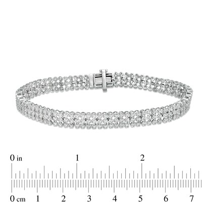 1.45 CT. T.W. Diamond Three Row Line Bracelet in Sterling Silver