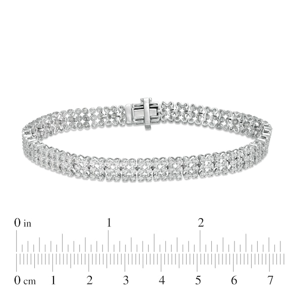 1.45 CT. T.W. Diamond Three Row Line Bracelet in Sterling Silver