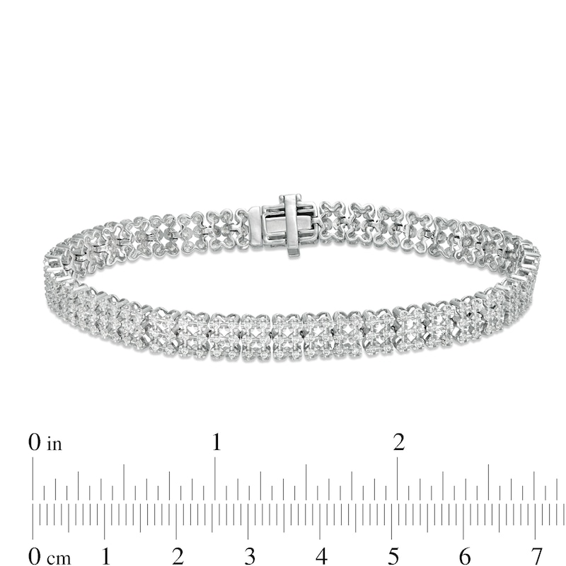1.45 CT. T.W. Diamond Three Row Line Bracelet in Sterling Silver|Peoples Jewellers